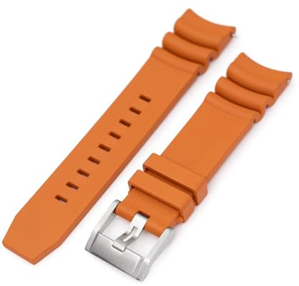 MiLTAT – bracelet de montre en caoutchouc FKM Orange, 22mm, libération rapide, extrémité incurvée, résistant aux vagues de feu