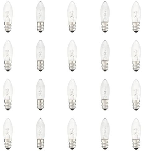 GutReise 20 Stück AC E10 12V 3W 2700K Ersatzbirnen Glühbirnen Topkerze Für Schwippbögen,Lichtbögen und Lichterketten (12V)
