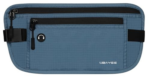 UBAYEE Flache Bauchtasche Geldgürtel Versteckt unter Kleidung mit RFID Blocker für Herren und Damen, Blau