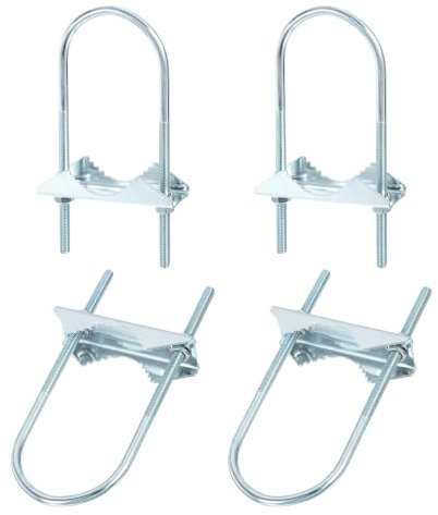 sourcing map Kit de 4 supports croisés pour mât d'antenne en U - Matériel de montage à mâchoire en V pour antenne extérieure, M6 x 52 x 140 mm