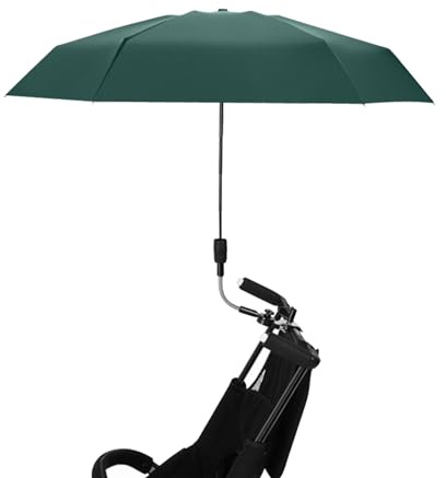 Paraguas para Silla de 35 Pulgadas con Abrazadera Universal Protecciones Solares Clip a Prueba de Lluvia en la Playa Paraguas para Silla de Ruedas Paraguas Portátil Al Aire Libre para Silla de(Verde)