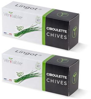Pack de 2 Lingots Ciboulette BIO - Compatible Potager d'Intérieur Véritable® et Exky® - Recharge prête à l'emploi - Substrat avec Graines Intégrées…