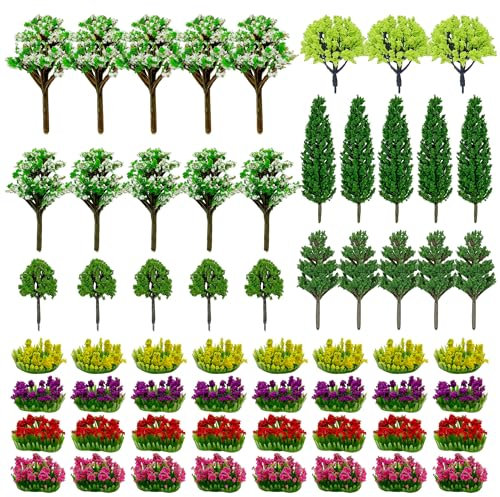 Cayway 60 Pz Árboles en Miniatura, Flower Grass Tufts de Mesa de Arena, Modelo de Árbol Diorama para Modelo de Tren, Arquitectura Ferroviaria, Diorama, Paisaje