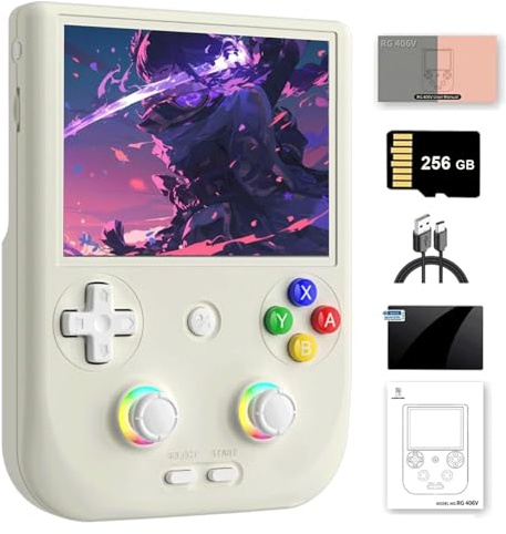 NULA RG406V - Console da gioco in stile retrò, con scheda TF da 256 G / 9000 giochi Android 13 Unisoc T820, touch screen IPS da 4 pollici, supporto 5G WiFi Bluetooth