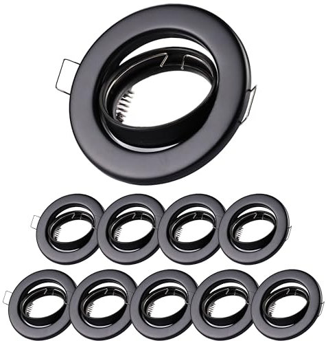 Sweet Led Einbaustrahler 230V Schwarz 10er Set – Schwenkbare Deckenspots Rund Ø68mm – Einbaurahmen mit GU10 Fassung für Decke & Innenbereich