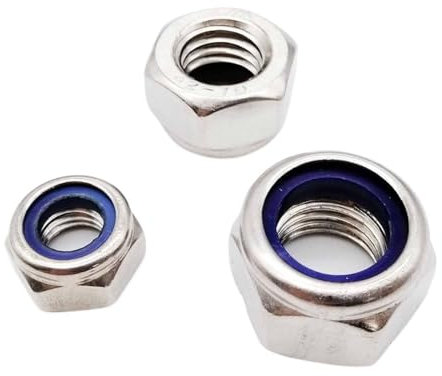 Contratuerca, tuercas autoblocantes 2/5/25 piezas de acero inoxidable 304 Tuerca de bloqueo de inserción de nailon hexagonal negro Tuerca Nylock autoblocante Contratuerca M2 M2.5 M3 M4 M5 M6 M8 M10 M1