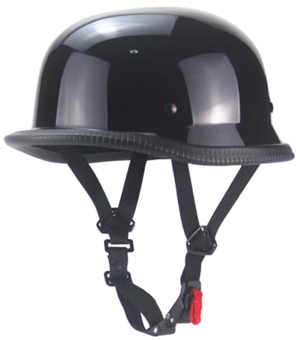Casco da motociclista in stile tedesco, regolabile, confortevole, vintage, a mezza faccia, per adulti, uomini e donne, casco da motociclista tedesco, mini da bici, da per
