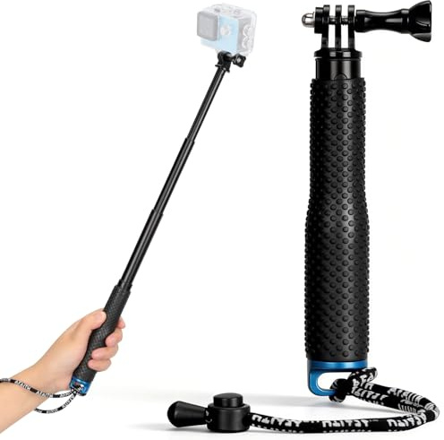 VINATO 19-49 cm Palo Selfie para GoPro, Selfie-Stick Monópode Poste Extensible, Palo Telescópico de Aluminio para GoPro Hero 12/11/10/9/8/7/6 AKASO SJ4000 SJ5000 Insta360 X3 Otras Cámaras de Acción