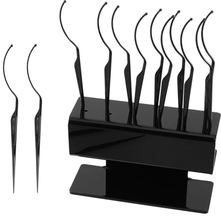 PENIKOKO Soporte para Injerto de Pestañas con 12 Varillas Curvas, Organizador de Belleza Negro de Plástico para Áreas de Maquillaje Personal y Estaciones Profesionales
