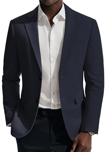 PJ PAUL JONES kavaj herr 2 knappar sommar kavaj sportig linne blazer, Marinblå, L