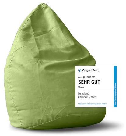Lumaland Sitzsack Luxury 60x45cm | Microvelours Beanbag mit extra weichem & robustem Stoff | Für Erwachsene & Kinder| Ideal geeignet für Kinderzimmer | Sessel & Stuhl Bean Bag [Grün]