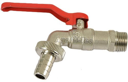 Agora-Tec Wasserhahn 1/2 Zoll AG mit 1/2 Zoll Schlauchtülle vernickelt (Auslaufventil für Garten schlauch)