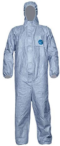 DuPont Tyvek 500 Xpert Chemikalienschutzkleidung mit Kapuze, KategorieII, Typ 5-B und 6-B Robust und Leicht Blau Größe XL