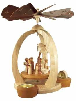 Rudolphs Schatzkiste Pyramid Christie Birth with tealight and Candle 28cm Table Pyramid Erzgebirge Wood