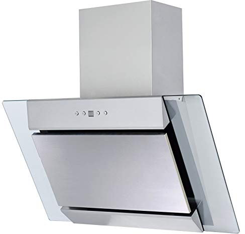 SIA AGL71SS 70cm Angled Stainless Steel And Glass Chimney Cooker Hood Kitchen Extractor Fan With LED Lights