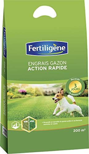 FERTILIGENE FGAR200P - Engrais Gazon Action Rapide 3 Jours 2,8 kg - Reverdit et densifie le gazon - Formule azoté - Gazon plus vert en 3j - Formule micro-granulés pour un épandage facile - Pour 80 m²