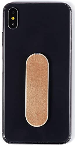 Momostick - originalet! Smartphone fingerhållare – mobiltelefon-fingerhållare, mobiltelefonhållare, ställ, handtag – mobiltelefonhållare, mobiltelefon-ring (iSerie – guld PU)