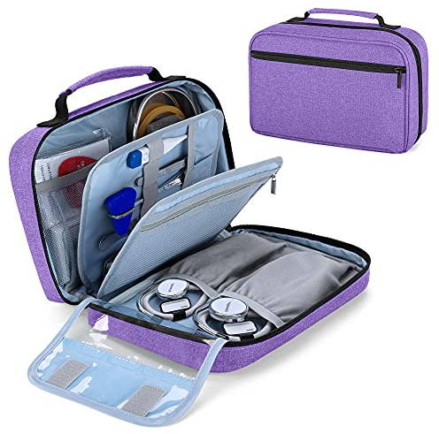 Damero Carrying Case for 2 Stethoscopes, Portable Stethoscope Case Compatible with 3M Littmann/ADC/Omron Stethoscope and Nurse Accessories, Purple