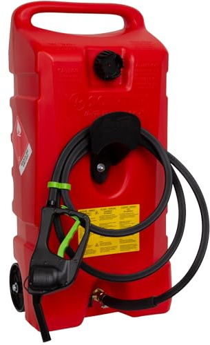Scepter Duramax Flo ’N Go 14 Gallon Gas Caddy, 53 Liter Portable Fuel Tank and Fuel Transfer Pump with 10-Foot Hose for Lawn Mower, Farm, Marine, and Home Use, Gasoline Only, Red (2024 Version)