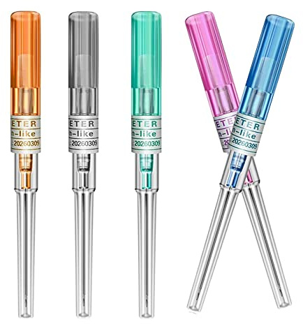 Unihuby Agujas Perforantes Agujas para Piercing, 10PCS Agujas de perforar la nariz del oído Tamaños mixtos 14G 16G 18G 20G 22G Agujas de catéter IV para herramientas de perforación