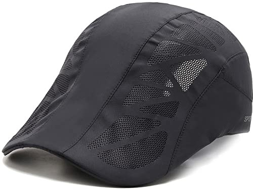 Baynetin Ajustable Boinas Hombre Unisex de Gorras Plana, Verano Quick-Drying Secado Rápido Malla Transpirable Gorras Planas Gorras Trucker (Gris Oscuro)