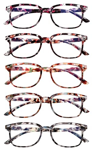 ZONLON 5 Pack Reading Glasses for Women - Anti Blue Light Blocking with Spring Hinges(5 Multicolor, 3.50, multiplier_x)