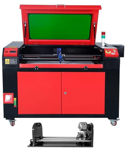 100 W CO2 Laser gravyrmaskin, 900 x 600 mm, lasergravyrmaskin, laserfräs, lasergravyrmaskin, laserskärare med rotary 800 mm/s USB Ruida/LightBurn för trä/papper/plast/läder/harts etc.