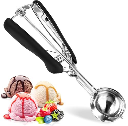 Lnjya Porzionatore per gelato in acciaio inox, 5 cm, cucchiaio per gelato in acciaio inox, per gelato, per gelato, cialde, torte, melone