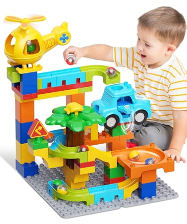 Marble Runs for Kids 4-8,Building Blocks Compatible with Major Brands, Birthday Toys Gifts for Ages 3 4 5+ Boys Girls，Toddler Education Montessori Learning STEM Toys Marble Runway Maze Track Set