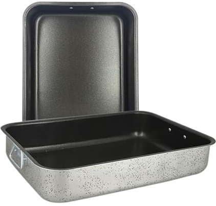 MA MAISON Teglia da Forno Rettangolare - Rostiera per Lasagne Pirofila Universale - Per Arrostire Per Infornare Rivestimento Antiaderente + Antigraffio con Manici (40x27x7,5 cm)