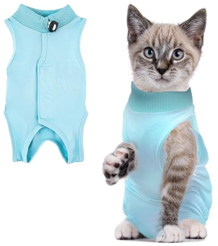 RUGBOL Cat Recovery Suit, Cat Surgery Recovery Suit Cat Baby Grow After Surgery Cat Body Suit Cat Post Surgery Suit Bodysuit After Surgery Recovery Suit Abdominal Wounds（M,Blue）