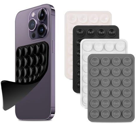 Ventosa Telefono BOBOPACK 4 Pezzi, Silicone, Supporto per Telefono Autoadesivo, Porta Telefono Antiscivolo, Supporto per Telefono a Specchio per Doccia, per Video