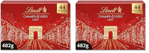 Lindt - Boîte CHAMPS-ÉLYSÉES Lait - Assortiment de Chocolats au Lait - Pralinés, Croustillants et Onctueux - Idéal pour Noël, 482g (Lot de 2)