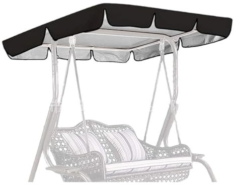 TYBEITAO 600D Hochwertiges,Silberbeschichtetes Oxford-Gewebe Hollywoodschaukel Dachbezug Wasserdicht UV-Geschützt Langlebig und Reißfest Dach Für Schaukelgestell Outdoor,Black-195 * 125 * 15cm