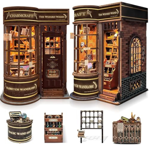 SUNNINO Book Nook Kit DIY Miniature Magic Wand Shop Dollhouse for Adults