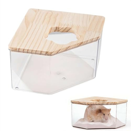 Bagno di sabbia per criceti, bagno di sabbia per criceti, design trasparente, offre uno spazio invitante per il tuo animale domestico (D)