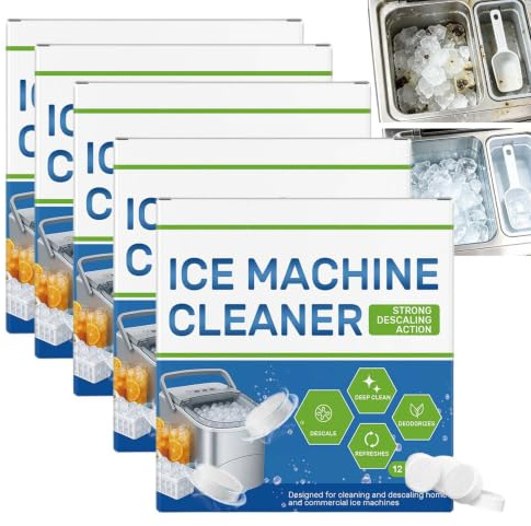 Ice Machine Cleaner - Pastillas descalcificadoras de olores, limpieza profunda, pastillas de cal, envasadas individualmente, descalcificador, descalcificador, descalcificador (5 unidades)