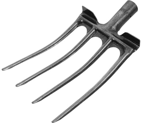 Fourche à Bêcher 1 Pièce en Acier à Quatre Dents Argenté