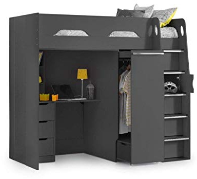 Julian Bowen Anthracite Wood Pegasus Highsleeper, Single