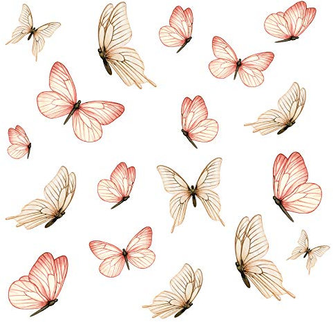 Wandaufkleber Set 18 Schmetterlinge auf 3 Din A4 Bögen Wandsticker für Kinderzimmer Wohnzimmer Deko Aufkleber Wandtattoo selbstklebend Y060 (Nr. 1 Apricot beige)