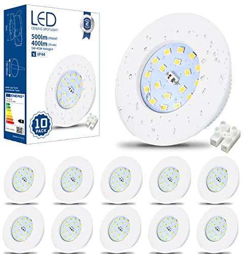 HiBay 10x 5W LED Downlights IP44 Ceiling Spot Lights 6000K | Ultra Slim Recessed Down Light White Spotlights Bathroom Downlighters Cool White 240V