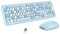 PINKCAT Tastatur Maus Set kabellos farbig, 2.4G Bunte Funktastatur mit Maus Retro Tastatur Cute Wireless Keyboard Silent Mouse für Computer/Desktop/PC/Laptop Geschenke - Blau