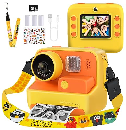 Kids Camera for Girls Boys,2.0 Inch 1080P HD Screen,Kids Instant Print Camera with 3 Rolls of Printing Paper and 32G SD Card,Kids Digital Camera 48MP for Boys and Girls 3-14 Years Old