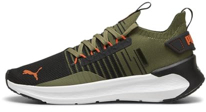 PUMA Unisex Softride Symmetry Fuzion Road Running Shoe, Olive Black-Flame Flicker, 40 EU