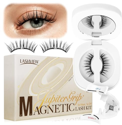 LASHVIEW Weiche, magnetische Wimpern, natürlicher Look, wiederverwendbare magnetische Wimpern mit Applikator, kein Kleber erforderlich, magnetisches Wimpern-Set, einfach zu tragen und zu entfernen