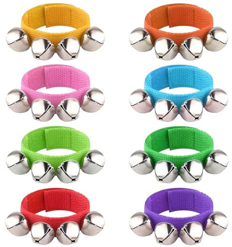 Lot de 8 Bracelets à grelots PLULON, Instruments de Percussion, Guirlande de Noël, grelots de Cheville, Jouets musicaux rythmiques, décorations de fête de Noël, Cadeaux