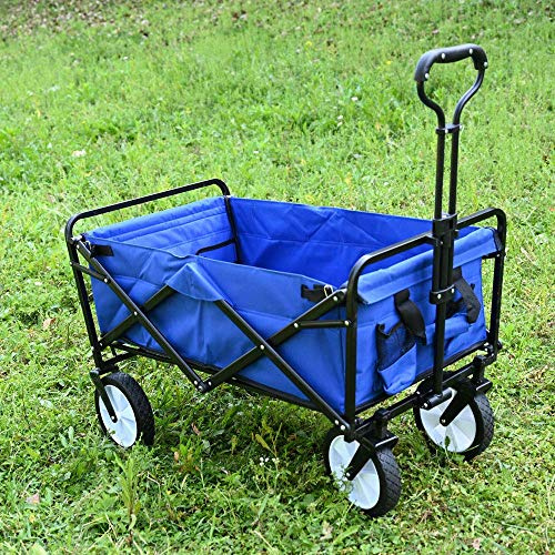 Chariot de jardin pliable robuste jusqu'à 80 kg, idéal pour le camping, la plage, la pêche, les courses, chariot à main portable pour utilisation dans le jardin