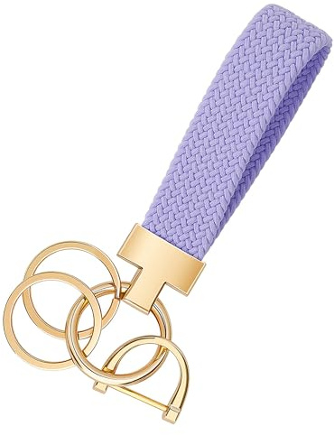 CHUQING Porte-clés de voiture en macramé - Court - Élastique - En tissu - Cadeau - Style bohème - Pour femmes et filles