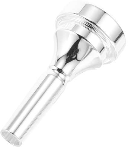 Healeved Silver-Plated Brass Cornet Mouthpiece for B Flat Cornet, Labor-Saving Metal Replacement Mouthpiece, Brass Instrument Accessory Suitable for Practice and Performance