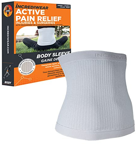 Incrediwear Body Sleeve – Back Support Sleeve for Lower Back Pain Relief and Lumbar Support, Helps with Inflammation & Swelling, Supports Recovery from Injuries and Surgeries (White, Small/Medium)